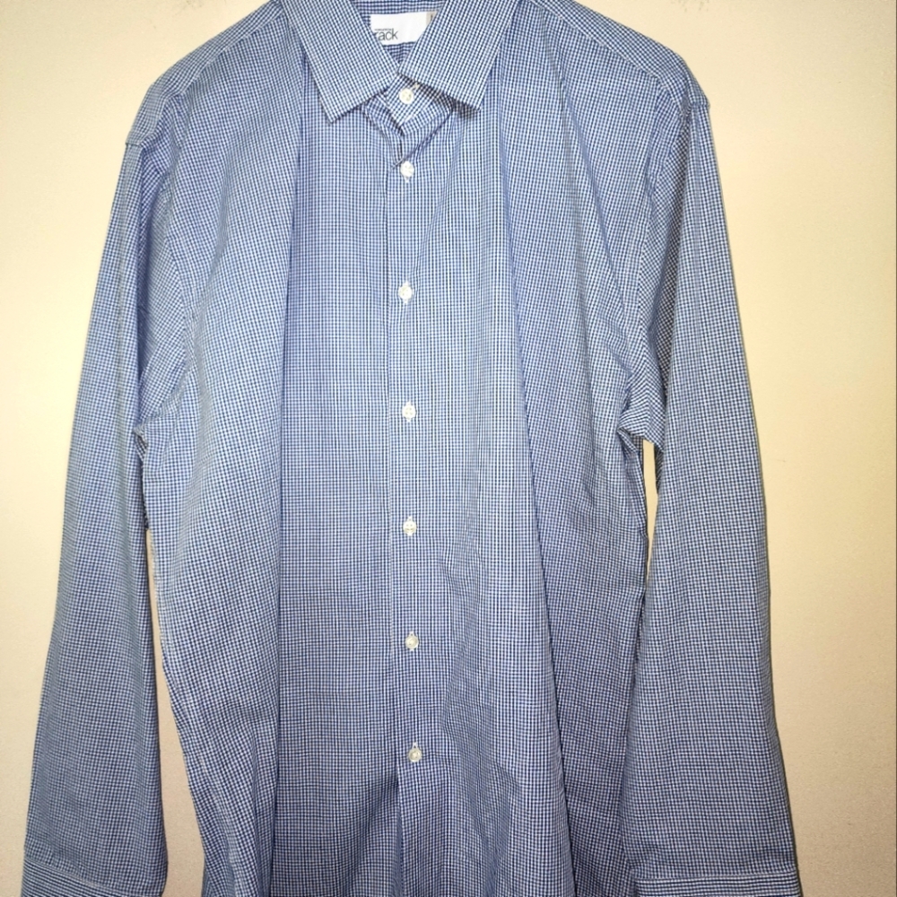 Nordstrom Rack nwt Blue/White checkered Trim Fit Shirt- 16 x 32-33